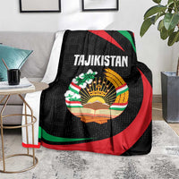 Tajikistan National Emblem Blanket with Black Red Green Tribal Pattern