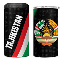 Tajikistan National Emblem 4 in 1 Can Cooler Tumbler with Black Red Green Tribal Pattern
