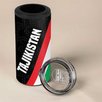 Tajikistan National Emblem 4 in 1 Can Cooler Tumbler with Black Red Green Tribal Pattern