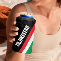 Tajikistan National Emblem 4 in 1 Can Cooler Tumbler with Black Red Green Tribal Pattern
