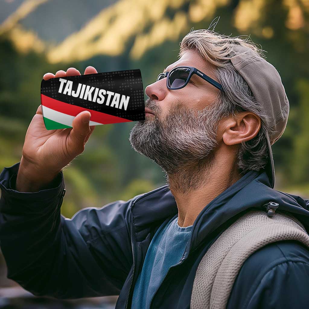 Tajikistan National Emblem 4 in 1 Can Cooler Tumbler with Black Red Green Tribal Pattern