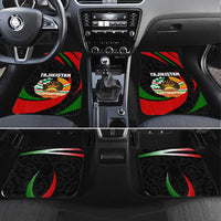 Tajikistan National Emblem Car Mats with Black Red Green Tribal Pattern