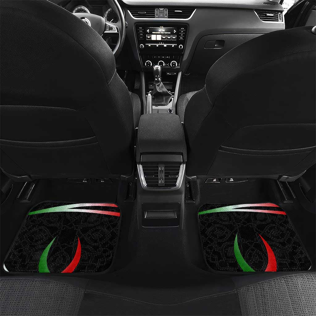 Tajikistan National Emblem Car Mats with Black Red Green Tribal Pattern