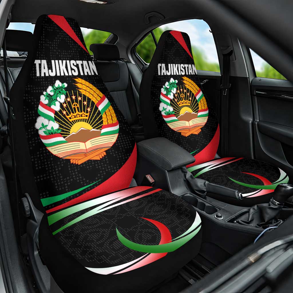 Tajikistan National Emblem Car Seat Cover with Black Red Green Tribal Pattern