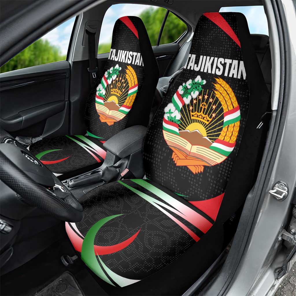 Tajikistan National Emblem Car Seat Cover with Black Red Green Tribal Pattern