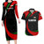 Tajikistan National Emblem Couples Matching Long Sleeve Bodycon Dress and Hawaiian Shirt with Black Red Green Tribal Pattern