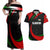 Tajikistan National Emblem Couples Matching Off Shoulder Maxi Dress and Hawaiian Shirt with Black Red Green Tribal Pattern