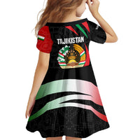 Tajikistan National Emblem Family Matching Long Sleeve Bodycon Dress and Hawaiian Shirt with Black Red Green Tribal Pattern