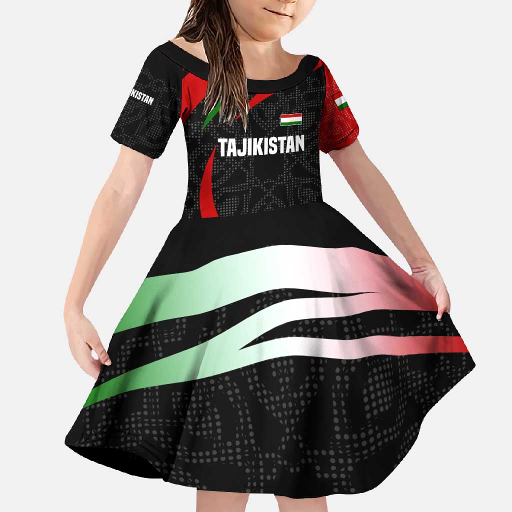 Tajikistan National Emblem Family Matching Mermaid Dress and Hawaiian Shirt with Black Red Green Tribal Pattern