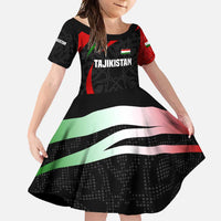 Tajikistan National Emblem Family Matching Mermaid Dress and Hawaiian Shirt with Black Red Green Tribal Pattern