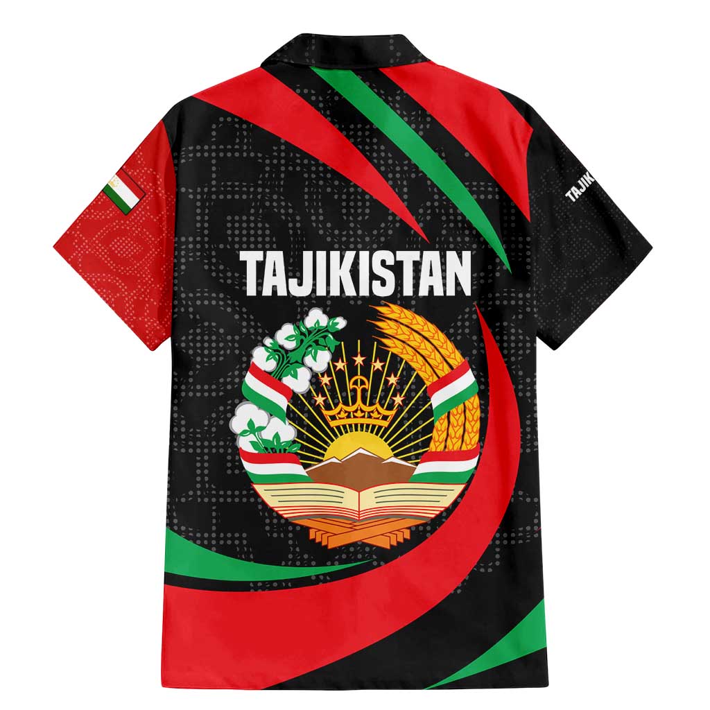 Tajikistan National Emblem Family Matching Mermaid Dress and Hawaiian Shirt with Black Red Green Tribal Pattern