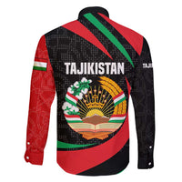 Tajikistan National Emblem Family Matching Mermaid Dress and Hawaiian Shirt with Black Red Green Tribal Pattern