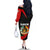 Tajikistan National Emblem Family Matching Off The Shoulder Long Sleeve Dress and Hawaiian Shirt with Black Red Green Tribal Pattern