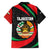 Tajikistan National Emblem Family Matching Off Shoulder Maxi Dress and Hawaiian Shirt with Black Red Green Tribal Pattern
