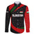 Tajikistan National Emblem Family Matching Off Shoulder Maxi Dress and Hawaiian Shirt with Black Red Green Tribal Pattern