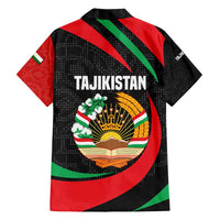 Tajikistan National Emblem Family Matching Puletasi and Hawaiian Shirt with Black Red Green Tribal Pattern