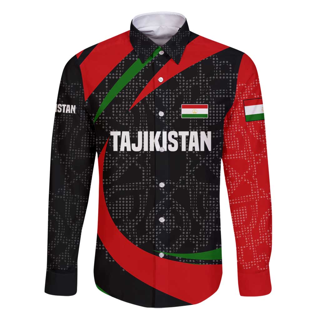 Tajikistan National Emblem Family Matching Puletasi and Hawaiian Shirt with Black Red Green Tribal Pattern