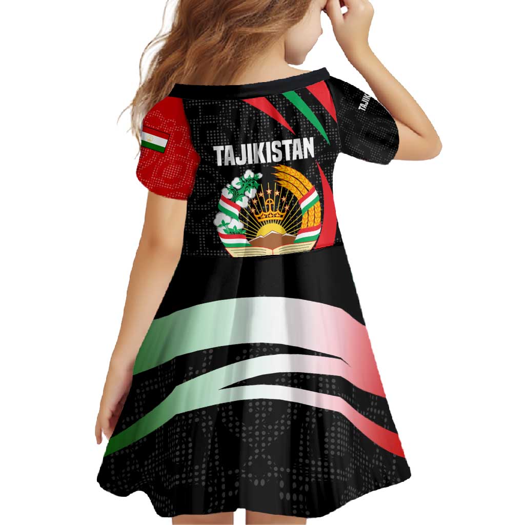 Tajikistan National Emblem Family Matching Tank Maxi Dress and Hawaiian Shirt with Black Red Green Tribal Pattern
