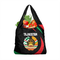 Tajikistan National Emblem Grocery Bag with Black Red Green Tribal Pattern