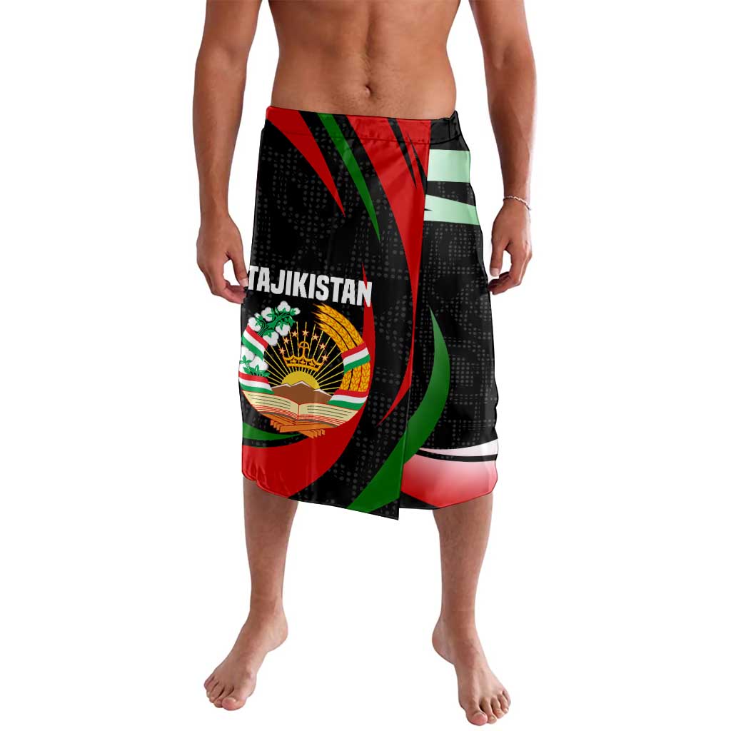 Tajikistan National Emblem Lavalava with Black Red Green Tribal Pattern