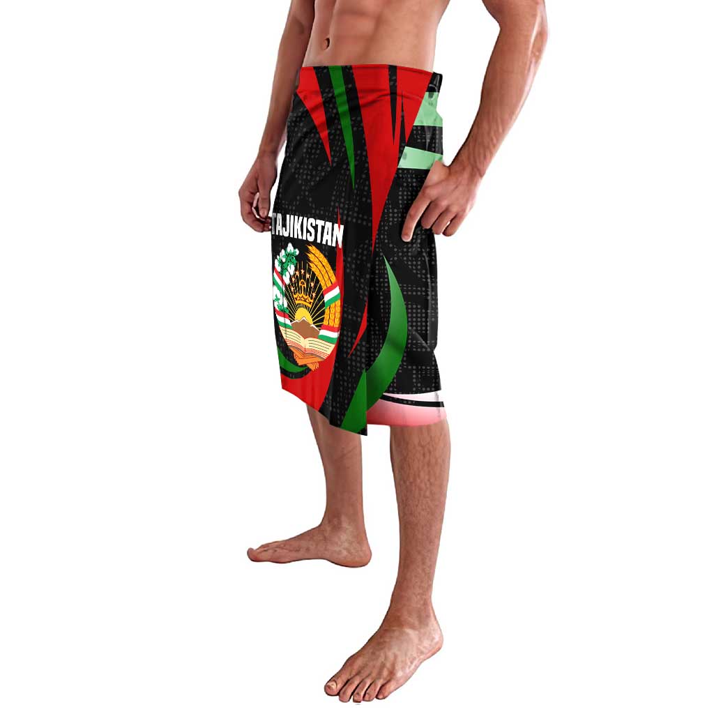Tajikistan National Emblem Lavalava with Black Red Green Tribal Pattern