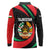 Tajikistan National Emblem Long Sleeve Polo Shirt with Black Red Green Tribal Pattern