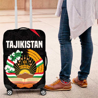 Tajikistan National Emblem Luggage Cover with Black Red Green Tribal Pattern
