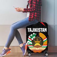Tajikistan National Emblem Luggage Cover with Black Red Green Tribal Pattern