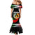 Tajikistan National Emblem Mermaid Dress with Black Red Green Tribal Pattern