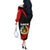 Tajikistan National Emblem Off The Shoulder Long Sleeve Dress with Black Red Green Tribal Pattern