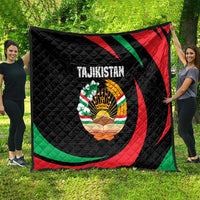 Tajikistan National Emblem Quilt with Black Red Green Tribal Pattern