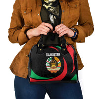 Tajikistan National Emblem Shoulder Handbag with Black Red Green Tribal Pattern