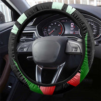 Tajikistan National Emblem Steering Wheel Cover with Black Red Green Tribal Pattern