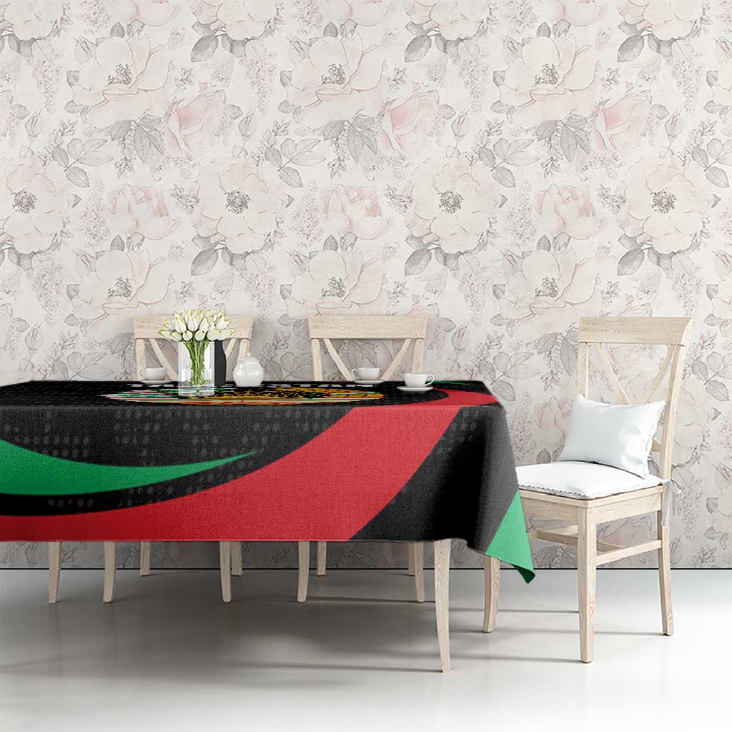 Tajikistan National Emblem Tablecloth with Black Red Green Tribal Pattern