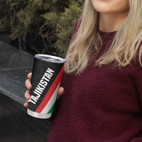 Tajikistan National Emblem Tumbler Cup with Black Red Green Tribal Pattern