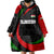 Tajikistan National Emblem Wearable Blanket Hoodie with Black Red Green Tribal Pattern