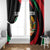 Tajikistan National Emblem Window Curtain with Black Red Green Tribal Pattern