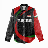 Tajikistan National Emblem Women Casual Shirt with Black Red Green Tribal Pattern