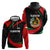 Tajikistan National Emblem Zip Hoodie with Black Red Green Tribal Pattern