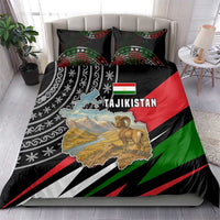 Tajikistan Marco Polo Sheep Bedding Set with Black Red Green Tribal Flag Pattern