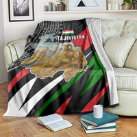 Tajikistan Marco Polo Sheep Blanket with Black Red Green Tribal Flag Pattern