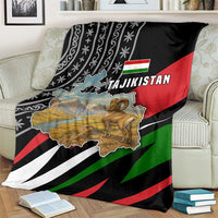 Tajikistan Marco Polo Sheep Blanket with Black Red Green Tribal Flag Pattern