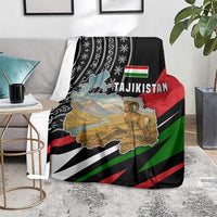 Tajikistan Marco Polo Sheep Blanket with Black Red Green Tribal Flag Pattern