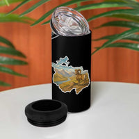 Tajikistan Marco Polo Sheep 4 in 1 Can Cooler Tumbler with Black Red Green Tribal Flag Pattern