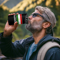 Tajikistan Marco Polo Sheep 4 in 1 Can Cooler Tumbler with Black Red Green Tribal Flag Pattern