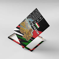 Tajikistan Marco Polo Sheep Canvas Wall Art with Black Red Green Tribal Flag Pattern