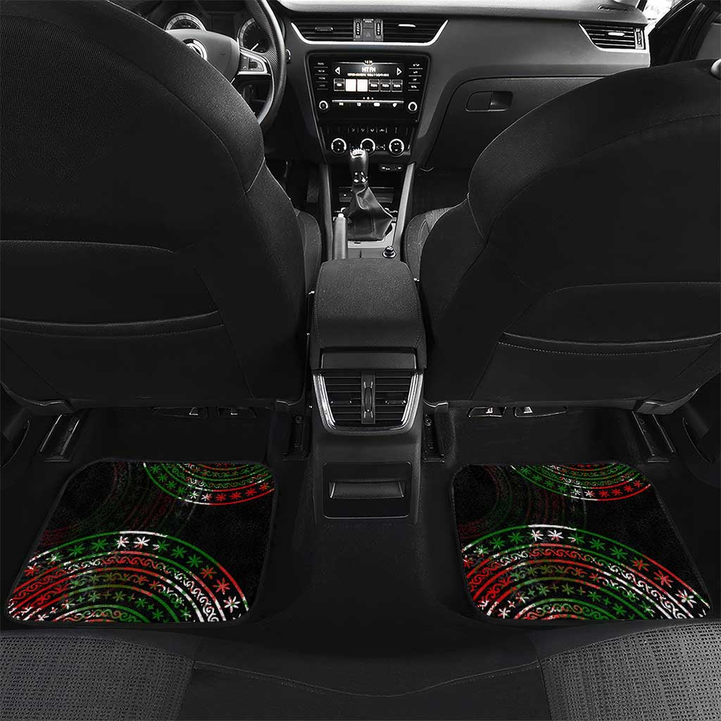 Tajikistan Marco Polo Sheep Car Mats with Black Red Green Tribal Flag Pattern