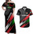 Tajikistan Marco Polo Sheep Couples Matching Off Shoulder Maxi Dress and Hawaiian Shirt with Black Red Green Tribal Flag Pattern