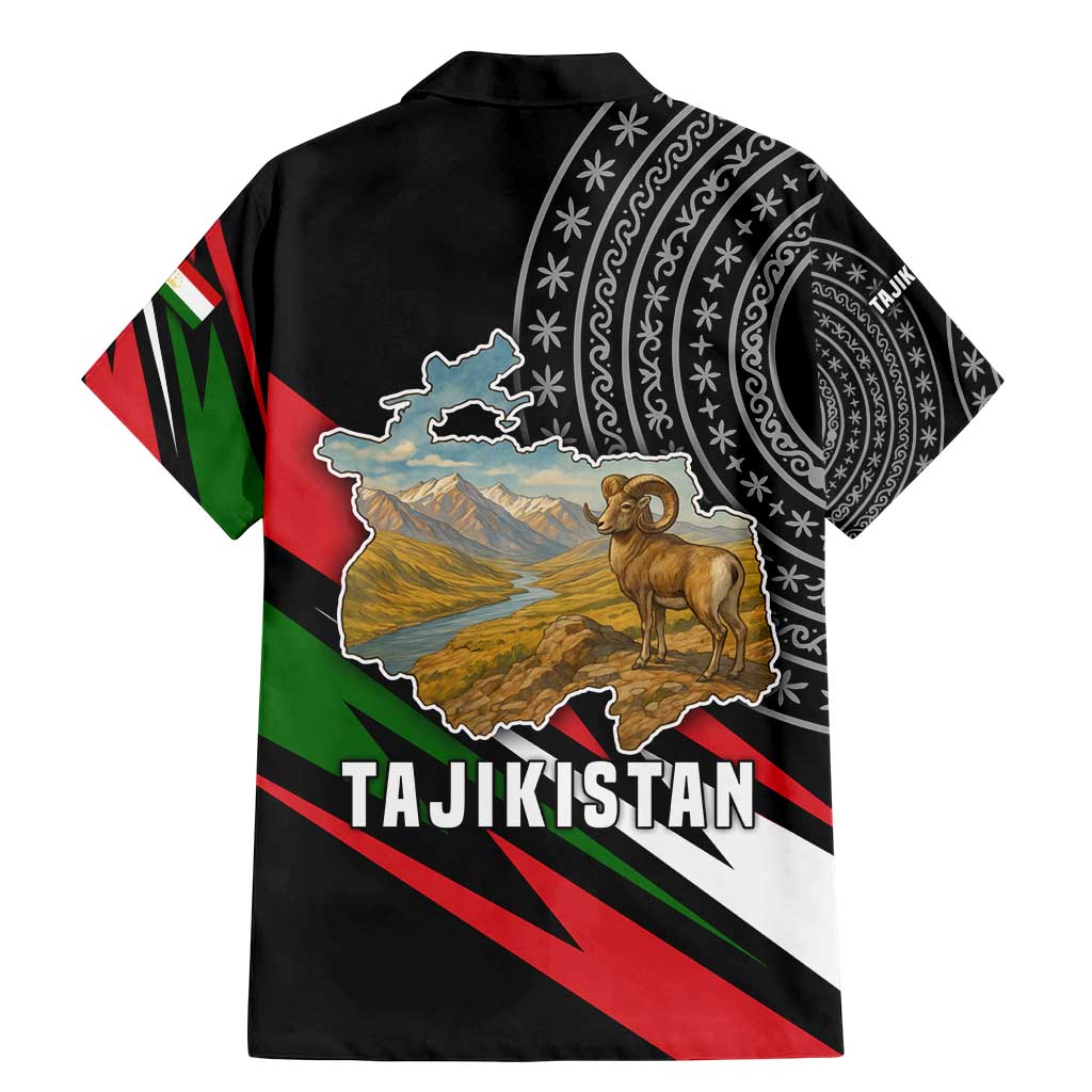 Tajikistan Marco Polo Sheep Family Matching Mermaid Dress and Hawaiian Shirt with Black Red Green Tribal Flag Pattern