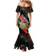 Tajikistan Marco Polo Sheep Family Matching Mermaid Dress and Hawaiian Shirt with Black Red Green Tribal Flag Pattern